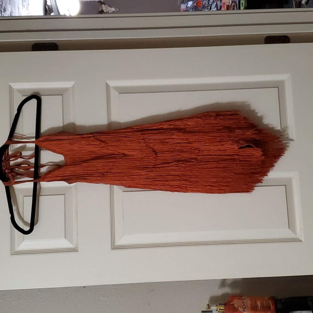Backless fringe romper